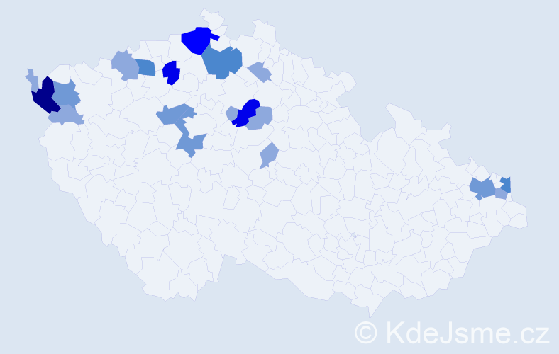 Příjmení: 'Bubanec', počet výskytů 45 v celé ČR