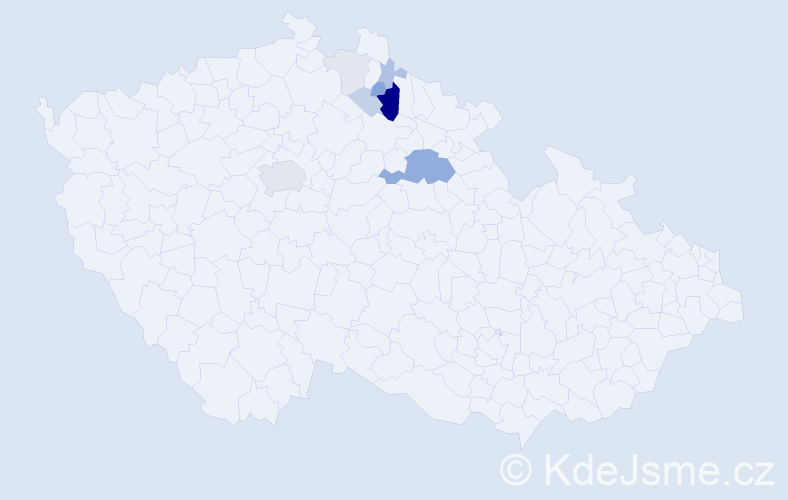 Příjmení: 'Bělonohá', počet výskytů 26 v celé ČR