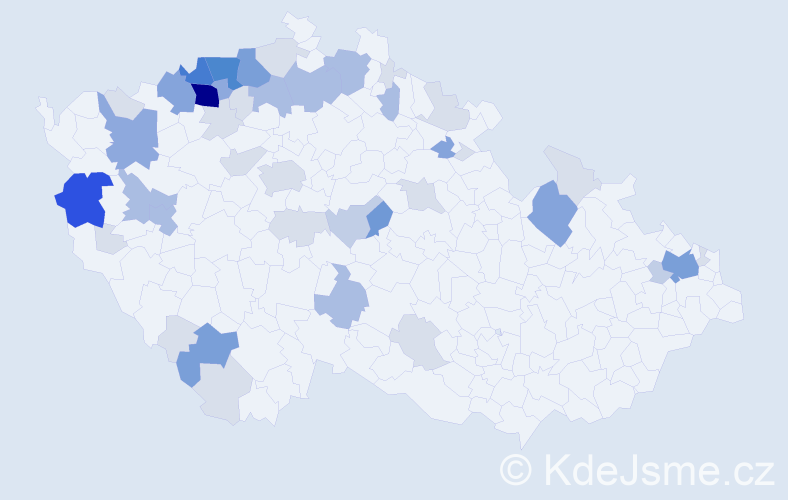 Příjmení: 'Tokarová', počet výskytů 145 v celé ČR
