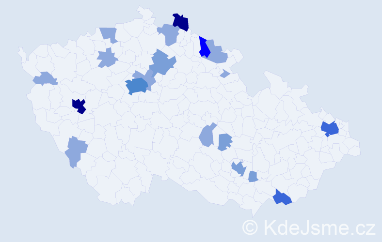 Příjmení: 'Krošlák', počet výskytů 47 v celé ČR