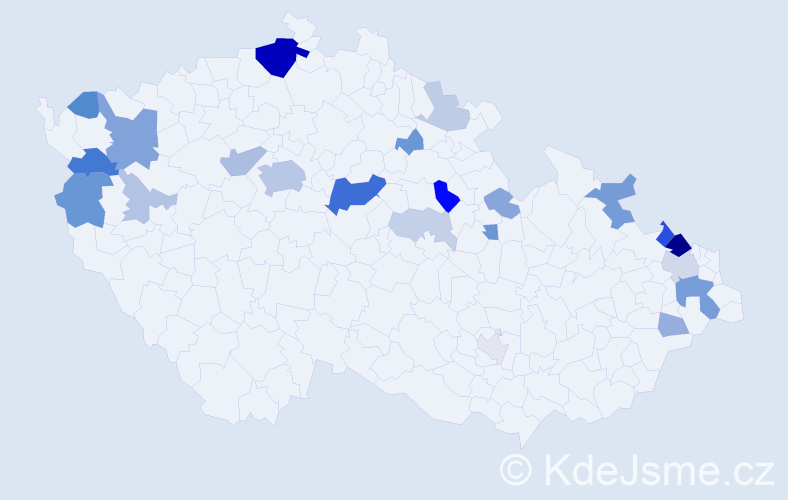 Příjmení: 'Bašistová', počet výskytů 64 v celé ČR