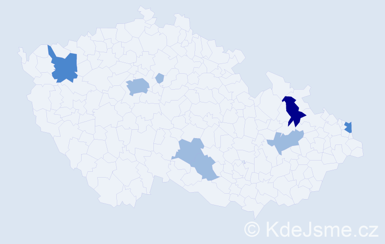 Příjmení: 'Dvorák', počet výskytů 13 v celé ČR