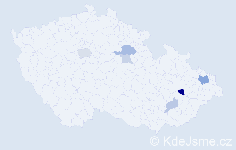 Příjmení: 'Ondrejček', počet výskytů 16 v celé ČR