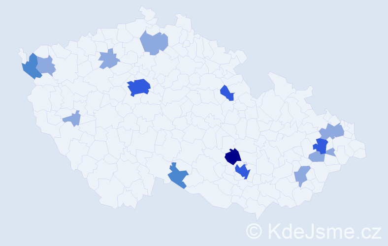 Příjmení: 'Kráľ', počet výskytů 30 v celé ČR