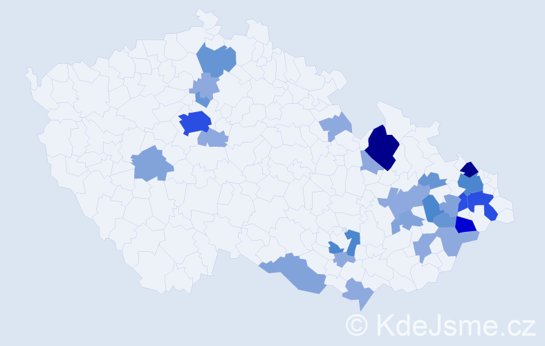 Příjmení: 'Bargel', počet výskytů 79 v celé ČR