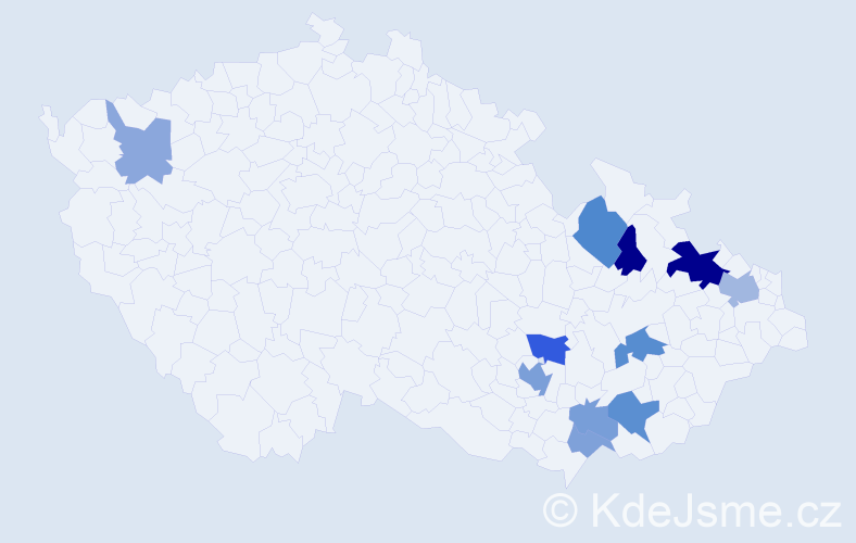 Příjmení: 'Kosorinová', počet výskytů 23 v celé ČR