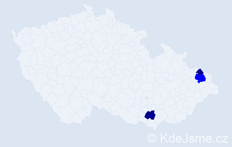 Příjmení: 'Kekeľáková', počet výskytů 5 v celé ČR