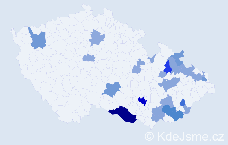 Příjmení: 'Mlčúch', počet výskytů 74 v celé ČR