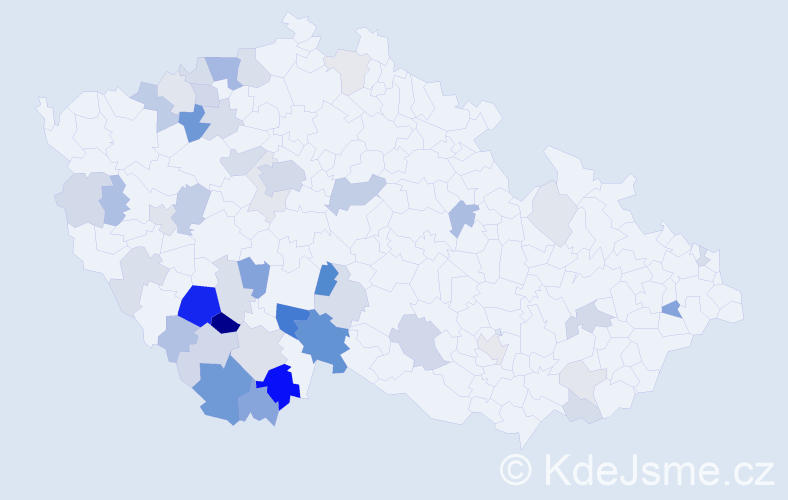 Příjmení: 'Kopencová', počet výskytů 121 v celé ČR