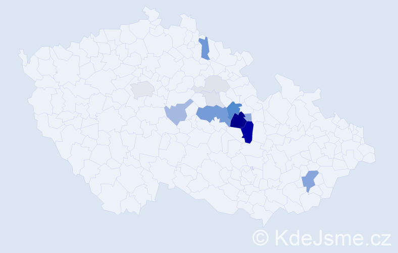 Příjmení: 'Karal', počet výskytů 42 v celé ČR