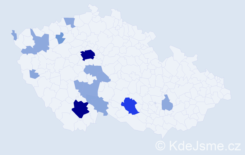 Příjmení: 'Pavlečková', počet výskytů 43 v celé ČR