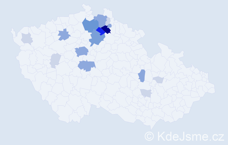 Příjmení: 'Konejl', počet výskytů 51 v celé ČR