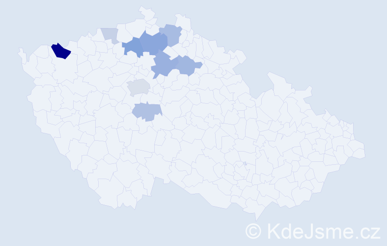 Příjmení: 'Pocnarová', počet výskytů 19 v celé ČR