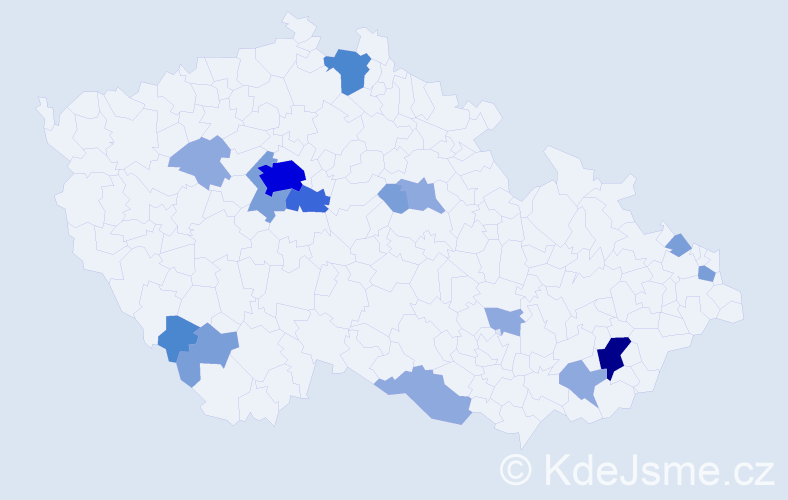 Příjmení: 'Babíček', počet výskytů 38 v celé ČR