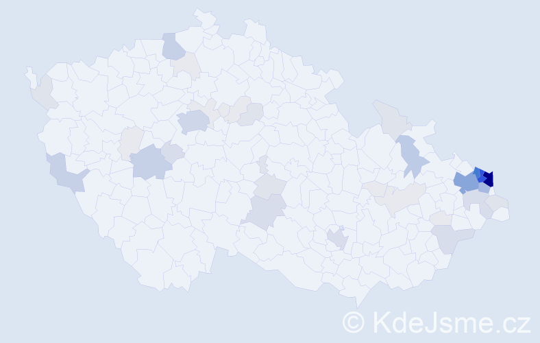 Příjmení: 'Hanusková', počet výskytů 206 v celé ČR
