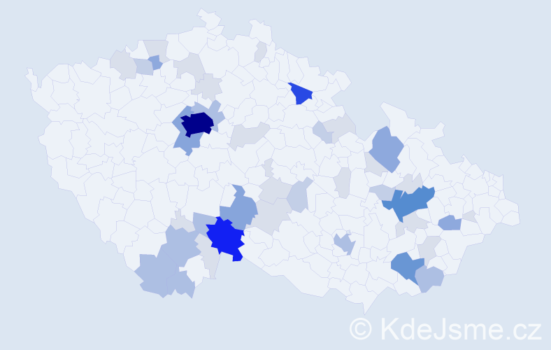 Příjmení: 'Hulíková', počet výskytů 138 v celé ČR