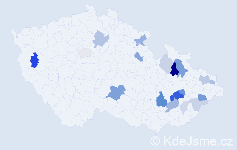 Příjmení: 'Ligačová', počet výskytů 45 v celé ČR