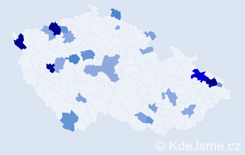 Příjmení: 'Cirok', počet výskytů 82 v celé ČR