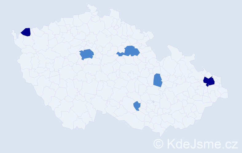 Příjmení: 'Košteková', počet výskytů 10 v celé ČR