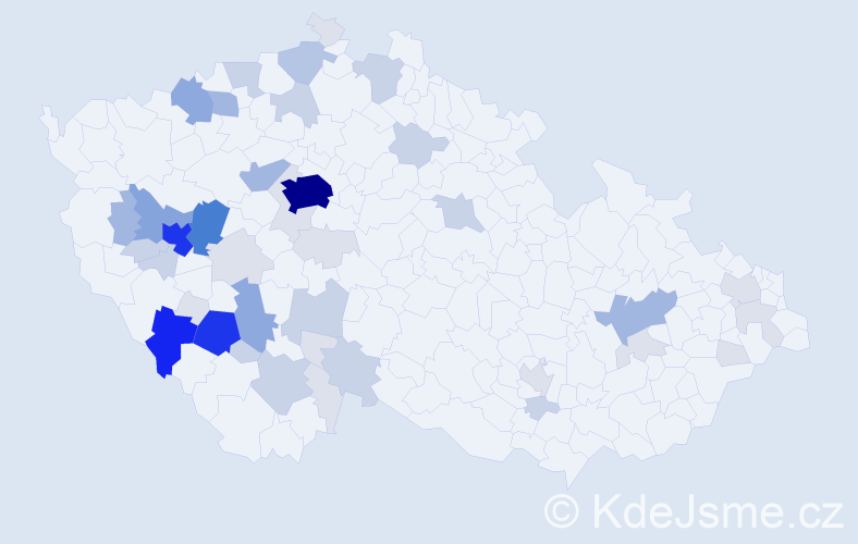 Příjmení: 'Janout', počet výskytů 161 v celé ČR