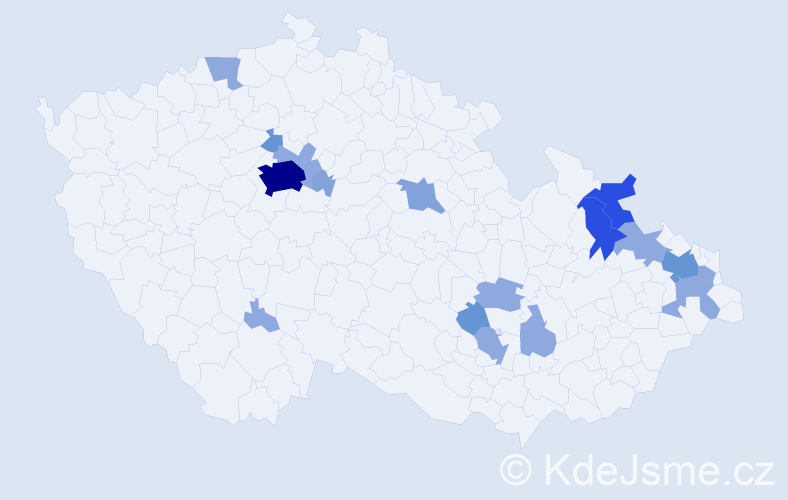 Příjmení: 'Sakalová', počet výskytů 42 v celé ČR