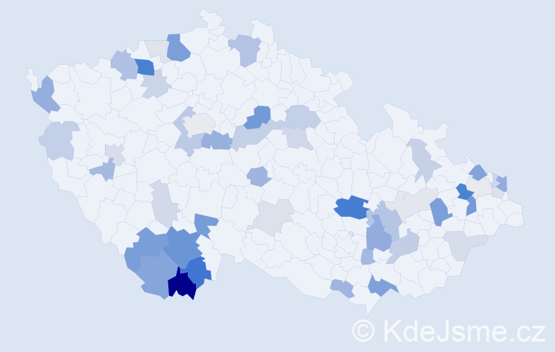 Příjmení: 'Malovcová', počet výskytů 134 v celé ČR
