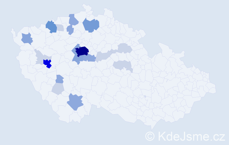 Příjmení: 'Pěč', počet výskytů 55 v celé ČR