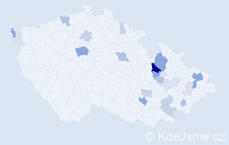 Příjmení: 'Fišnar', počet výskytů 85 v celé ČR