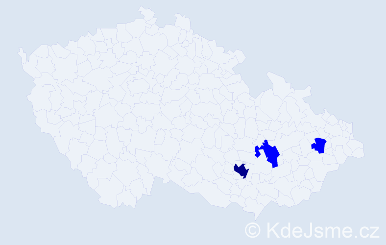 Příjmení: 'Kyjas', počet výskytů 4 v celé ČR