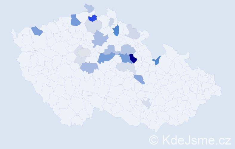 Příjmení: 'Tahal', počet výskytů 58 v celé ČR
