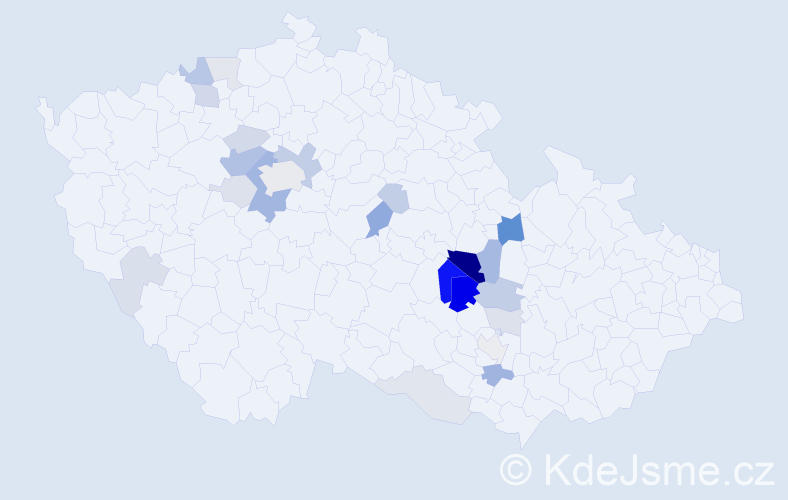 Příjmení: 'Totušek', počet výskytů 64 v celé ČR