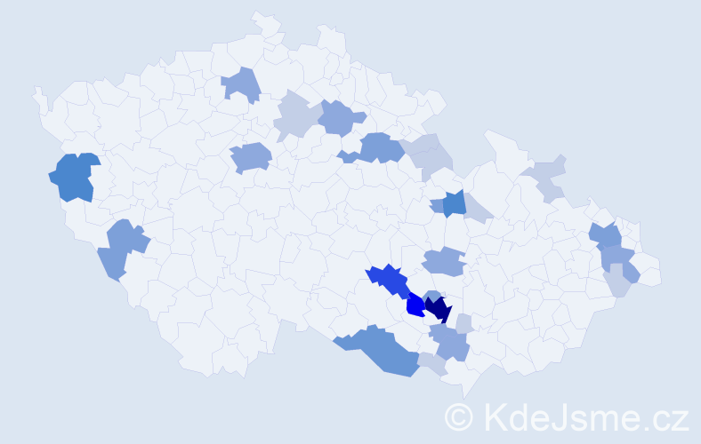 Příjmení: 'Tribula', počet výskytů 78 v celé ČR