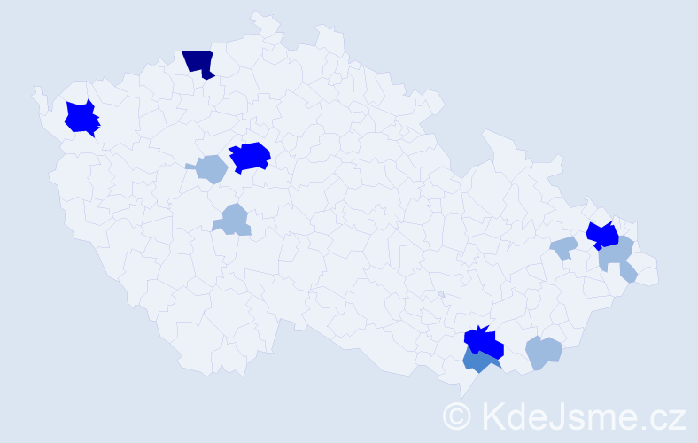 Příjmení: 'Marhefková', počet výskytů 24 v celé ČR