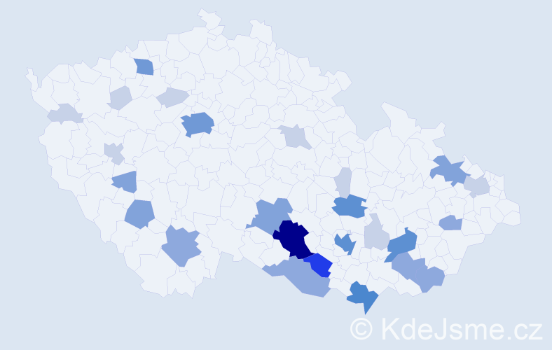 Příjmení: 'Kočár', počet výskytů 79 v celé ČR