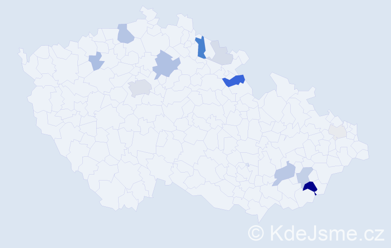 Příjmení: 'Domorád', počet výskytů 31 v celé ČR