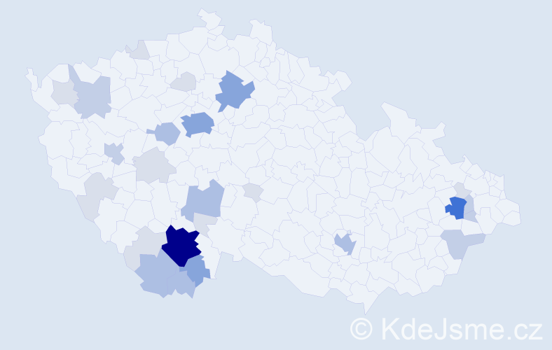 Příjmení: 'Kocmich', počet výskytů 83 v celé ČR