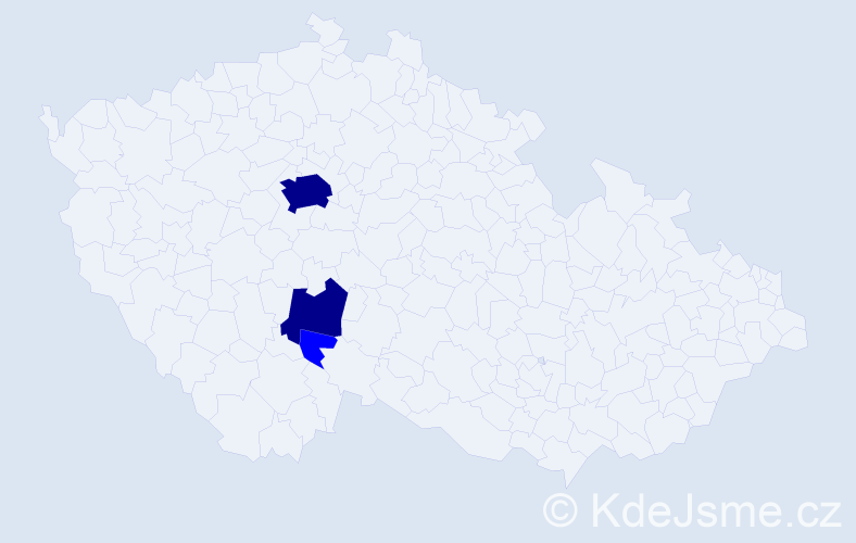 Příjmení: 'Vad', počet výskytů 5 v celé ČR