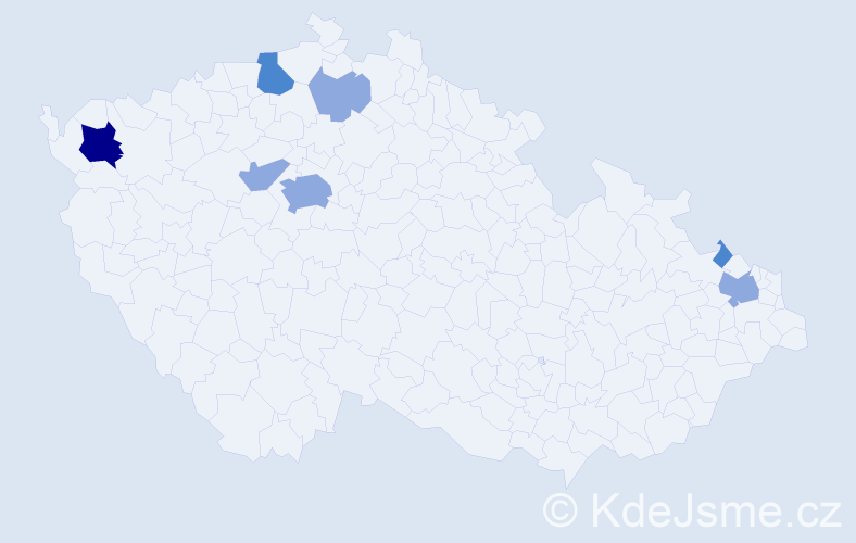 Příjmení: 'Tamajková', počet výskytů 13 v celé ČR