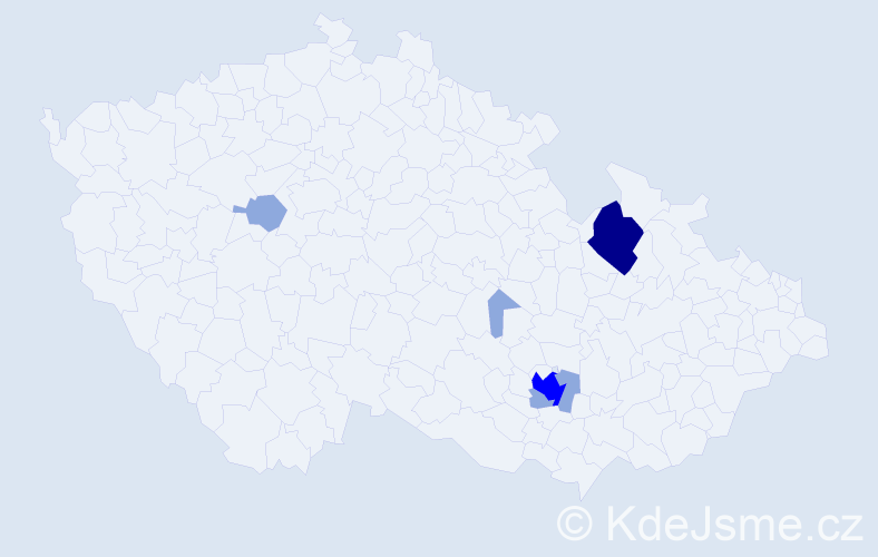 Příjmení: 'Kostron', počet výskytů 13 v celé ČR