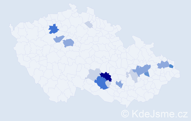 Příjmení: 'Kundelová', počet výskytů 56 v celé ČR