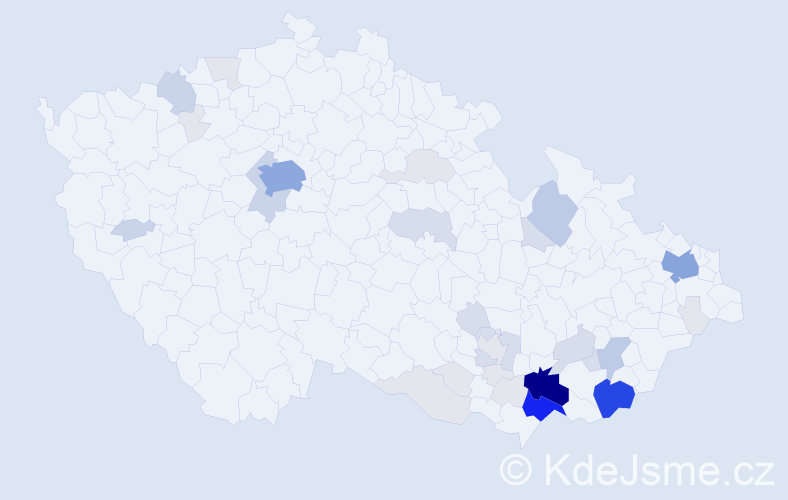Příjmení: 'Kundrata', počet výskytů 149 v celé ČR