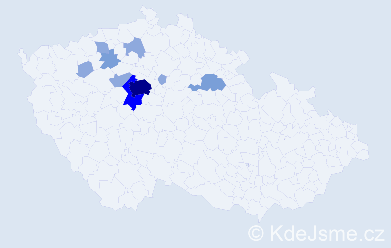 Příjmení: 'Razim', počet výskytů 21 v celé ČR
