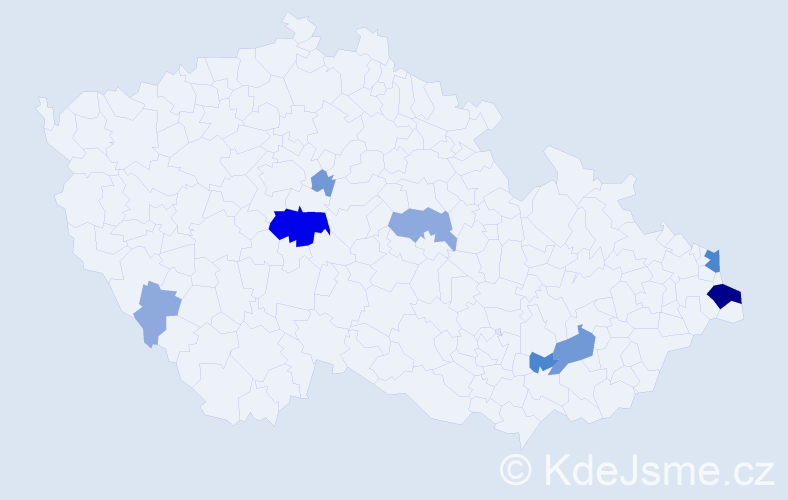 Příjmení: 'Kalfas', počet výskytů 23 v celé ČR