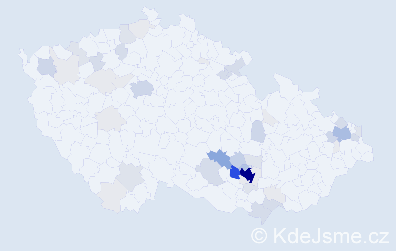 Příjmení: 'Hotárek', počet výskytů 189 v celé ČR