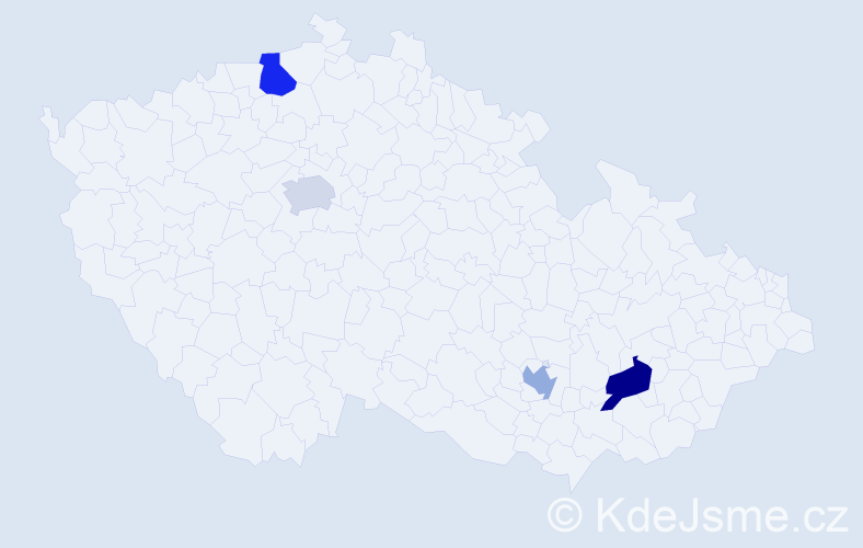 Příjmení: 'Dvorčák', počet výskytů 10 v celé ČR