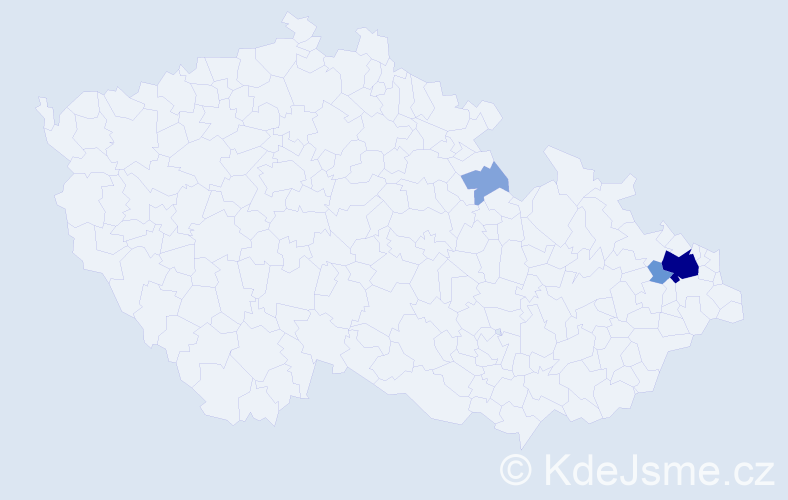 Příjmení: 'Kornak', počet výskytů 13 v celé ČR