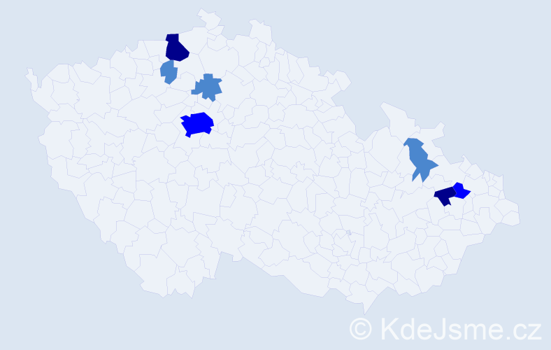 Příjmení: 'Rubačová', počet výskytů 13 v celé ČR