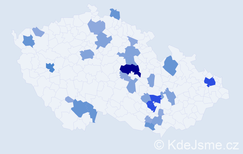 Příjmení: 'Halámka', počet výskytů 75 v celé ČR