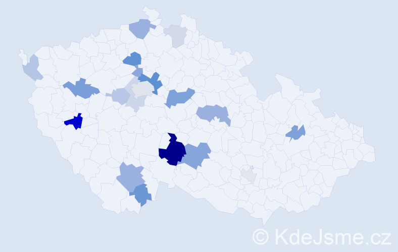 Příjmení: 'Cimler', počet výskytů 43 v celé ČR