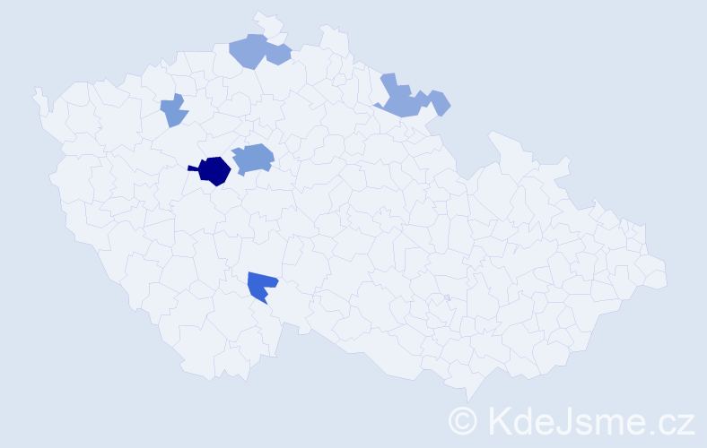 Příjmení: 'Vohnoutková', počet výskytů 19 v celé ČR